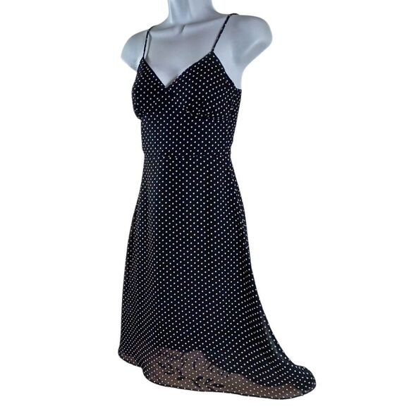 Vintage Black Polka Dot Slip Dress XS | Sheer Overlay Lined Spaghetti Strap USA - Picture 2 of 8